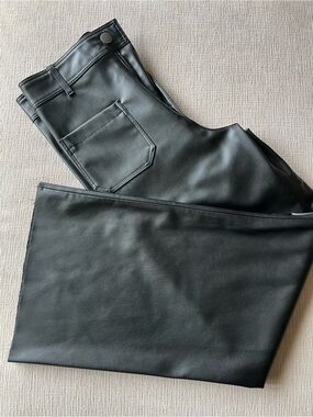 Zara Black Faux Leather Wide-Leg Women's Pants